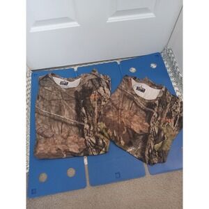2 Habit Mossy Oak Camo Men's Large Short Sleeve‎ Crew Neck Shirt Scent- Factor